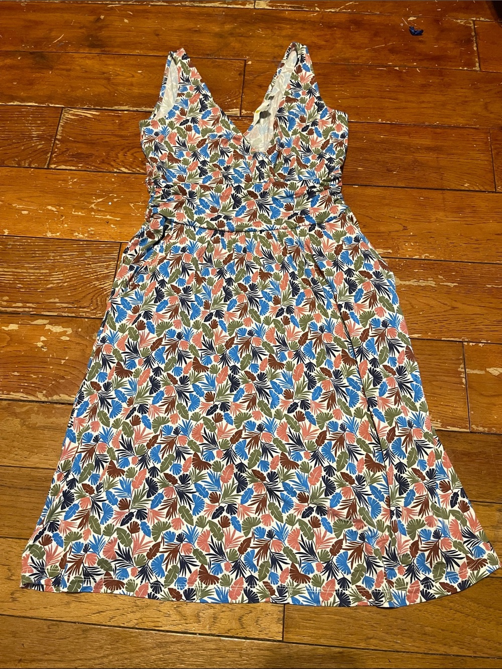 Boden Floral Midi Dress in Blue, Rust, Olive, Black and White